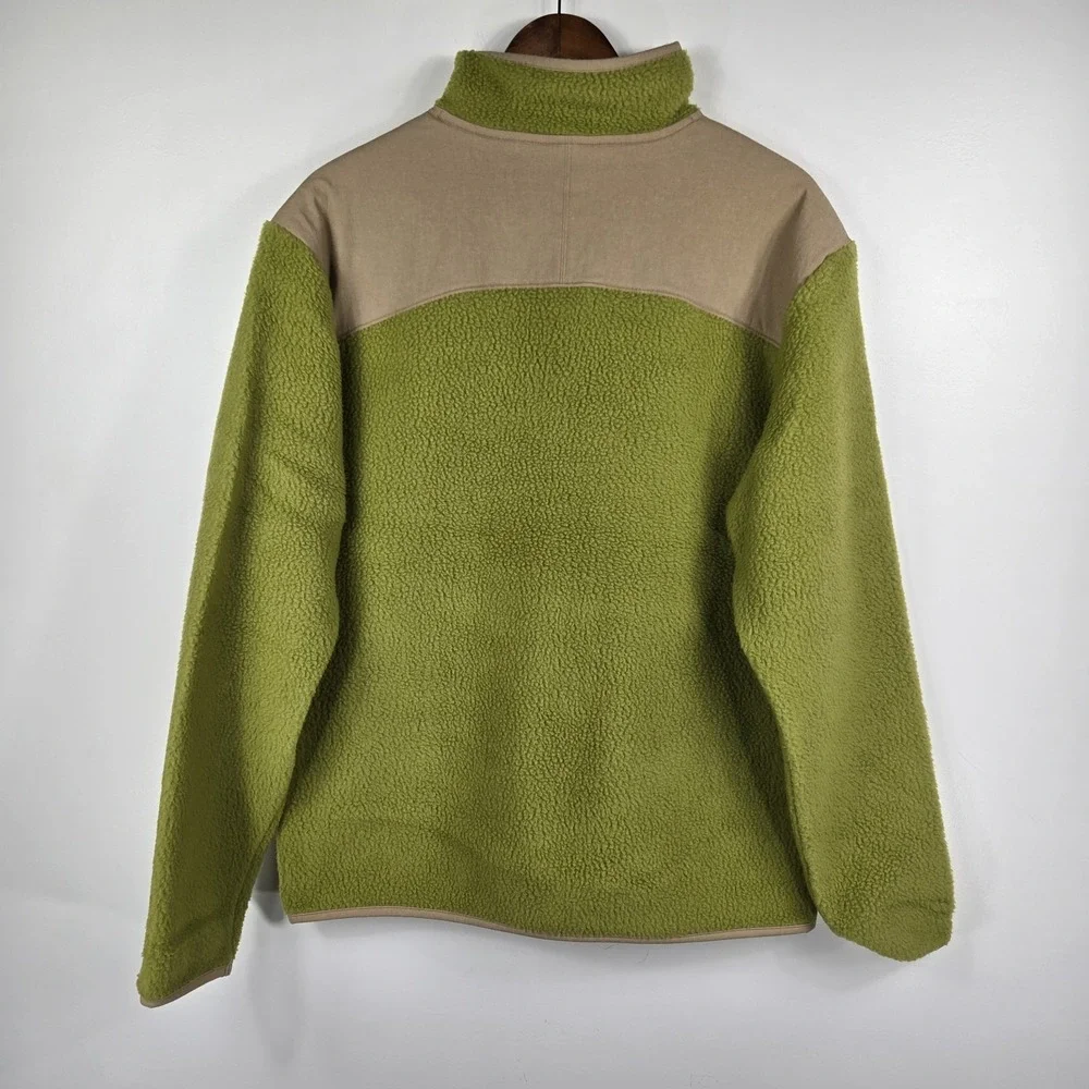 Allbirds Men's Size Small Fluff Fleece Pullover 1/4 Snap Hazy Green & Beige NWT‎